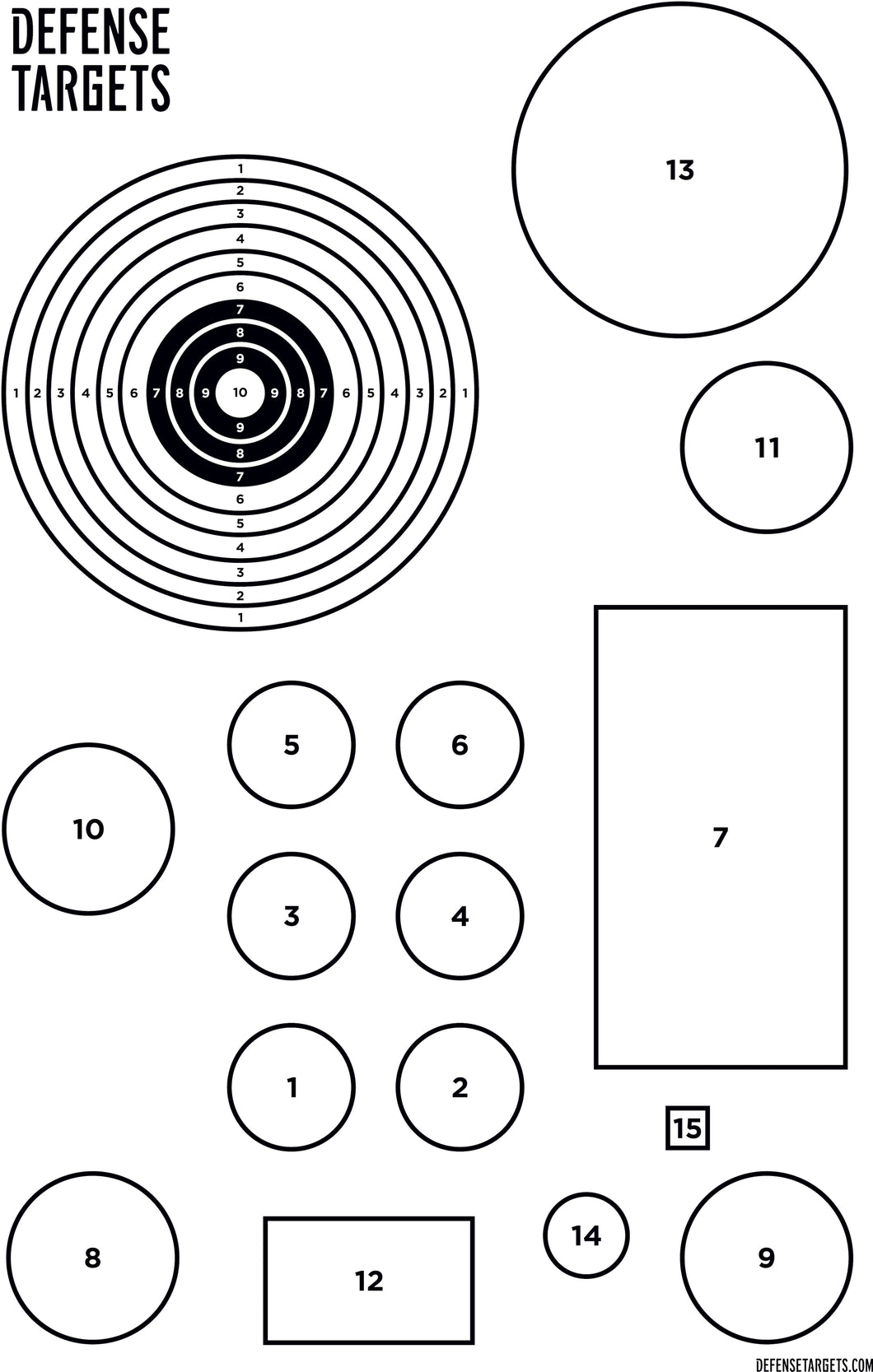 Numbers paper target, 20x32 inches, training and bullseye shooting target for practice – Defense Targets